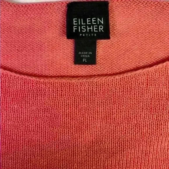 Eileen Fisher Sweaters - Eileen Fisher 100% Organic Linen Sweater Size Large Coral Long Sleeve Pullover